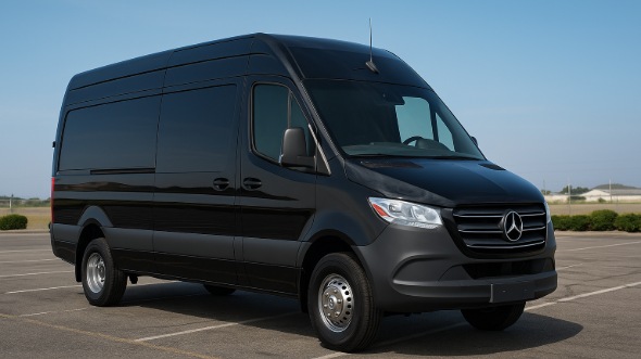 Exterior of Charter Bus Company Escondido's 14 Passenger Sprinter Limousine in Escondido