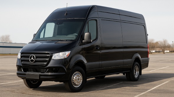 Exterior of Charter Bus Company Vista's 14 Passenger Sprinter Limousine in Vista