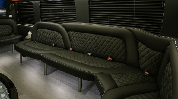 Interior of Charter Bus Company Vista's 18 Passenger Party Bus in Vista