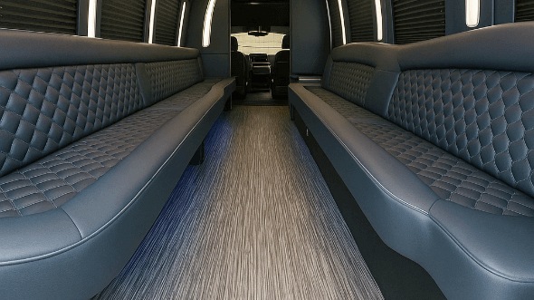 Interior of Charter Bus Company Oceanside's 20 Passenger Party Bus in Oceanside