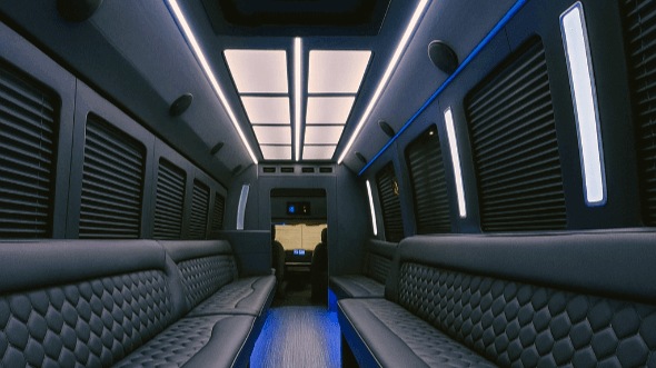 Interior of Charter Bus Company Escondido's 28 Passenger Party Bus in Escondido