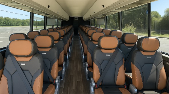 Interior of Charter Bus Company El Cajon's 40 Passenger Charter Bus in El Cajon