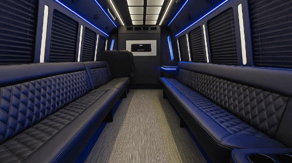 Interior of Charter Bus Company Poway's 40 Passenger Party Bus in Poway