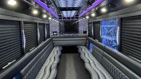 Interior of Charter Bus Company Escondido's 50 Passenger Party Bus in Escondido