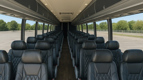 Interior of Charter Bus Company El Cajon's 54 Passenger Charter Bus in El Cajon