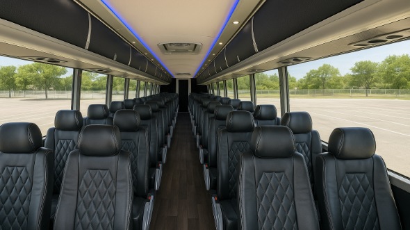 Interior of Charter Bus Company El Cajon's 55 Passenger Charter Bus in El Cajon